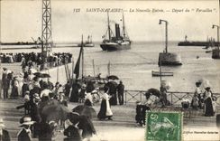 CPA Bateau Paquebot Saint Nazaire la nouvelle entree Depart du Versailles 