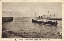 VINTAGE POSTCARD Boat outgoing Versailles Steamer of the Dieppe port