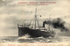 VINTAGE POSTCARD Bateau Steamer Transatlantic General Company Posts Town of Madrid