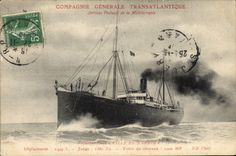 CPA Bateau Paquebot Compagnie Generale Transatlantique Poste Ville de Madrid 