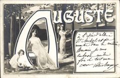 VINTAGE POSTCARD First name Auguste