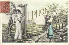 VINTAGE POSTCARD First name Alphonse