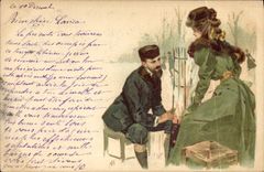 CPA Fantaisie Illustrateur Femme Carte 1899
