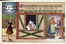 CPA Fantaisie Illustrateur Au clair de la lune Pierrot 