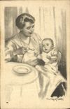 VINTAGE POSTCARD Fantasy Illustrator Child wife Baby