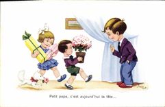 CPA Fantaisie Illustrateur Jim Patt Enfants Chien 