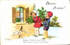 CPA Fantaisie Illustrateur Jim Patt Enfants Fer a cheval