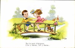 CPA Fantaisie Illustrateur Jim Patt Enfants Chien Ours en peluche