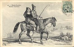 VINTAGE POSTCARD Folklore the High Pyrenees Old costumes Horse