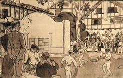 VINTAGE POSTCARD Folklore Basque Country Partie of ball has Chistera