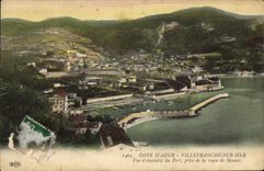 VINTAGE POSTCARD Villefranche On Overall picture Sea of the Port taken of the road of Monaco