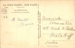 VINTAGE POSTCARD Villefranche on Sea Sunset on the roads Boat