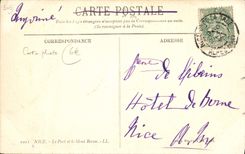 POSTAL de la VENDIMIA Niza el puerto y los barcos del boro del montaje