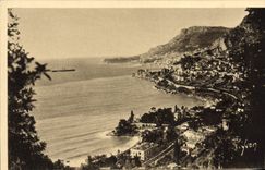 CPA Roquebrune Vue Generale Vers Monte Carlo