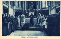 VINTAGE POSTCARD Good-byes with the missionary Noviciate franciscain