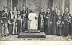 CPA Pape Le Saint Pere avec sa cour 
