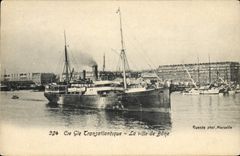 VINTAGE POSTCARD Boat Transatlantic Steamer Co Gle the town of Bone Algeria