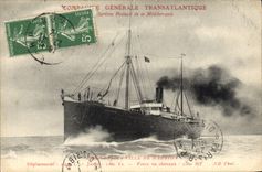 VINTAGE POSTCARD Bateau Steamer Posts Town of Madrid