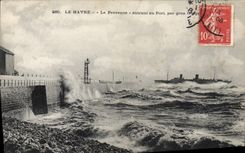 CPA Bateau Paquebot Le Havre La provence entrant au port par gros temps