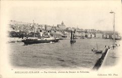 VINTAGE POSTCARD Boat Boulogne Steamer on Sea View Arrived of the steamer of Folkestone