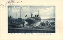 VINTAGE POSTCARD Boat Steamer Le Havre the basin of the Entered Eure of a deck chair