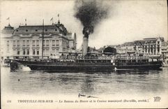 VINTAGE POSTCARD Trouville Boat on Sea the boat of Le Havre and the municipal casino