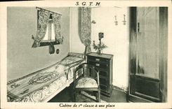 VINTAGE POSTCARD Bateau Steamer SGTM cabin of 1st class has a place
