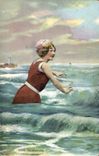 VINTAGE POSTCARD Woman Bathing suit Bather