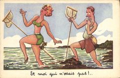 VINTAGE POSTCARD Fantasy Xan Illustrator And moui which did not dare Peche
