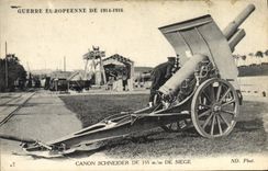 CPA Militaria Canon Schneider de 155 mm de siege 