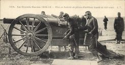 VINTAGE POSTCARD Militaria Put out of battery of pieces of artillery heavy of 155 short