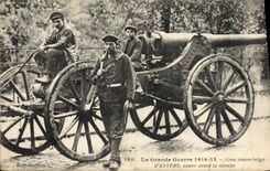 CPA Militaria Gros canon belge d'Anvers sauve avant la retraite 