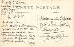 La POSTAL Militaria Bataille de la VENDIMIA del material de Marne de la artillería da para arriba por el alemán en Ferte millón