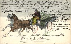 CPA Fantaisie Illustrateur Caleche Cheval 