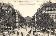 VINTAGE POSTCARD Paris Avenue of the Opera and Place of the French Theater