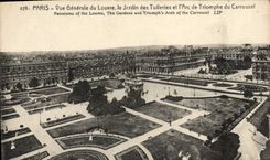 CPA Paris Vue Generale du Louvre le Jardin des Tuileries et l'Arc de Triomphe du Carrousel