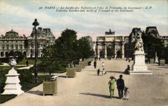 CPA Paris Le Jardin des Tuileres et L'Arc de Triomphe du Carrousel