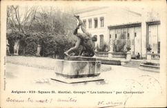 CPA Lutte Avignon Square St Martial Les lutteurs par Charpentier 