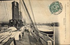 VINTAGE POSTCARD Boat Steamer Le Havre the bridge of a steamer