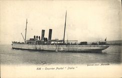 VINTAGE POSTCARD Boat postal Mail Italia