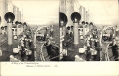 VINTAGE POSTCARD Bateau Steamer has edge of an Maneuver deck chair boat