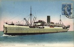 VINTAGE POSTCARD Marseilles Boat Towards the broad one