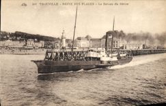 VINTAGE POSTCARD Boat Trouville Queen of the Beaches the boat of Le Havre