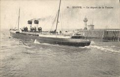 VINTAGE POSTCARD Dieppe Boat the departure of the Thames