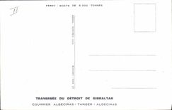 VINTAGE POSTCARD Boat Steamer Co Trasmediterranea Crossed of the Straits of Gibraltar Mail Algeciras Tangier