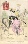 VINTAGE POSTCARD Fantasy Illustrator Woman Zed Horse