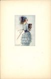 VINTAGE POSTCARD Fantasy Illustrator Woman with the dog