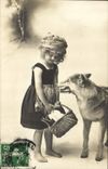 VINTAGE POSTCARD Child Wolf