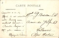 Pieza de Militaria de la POSTAL de la VENDIMIA de 75 fuera de la batería cerca de Meaux