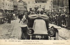 VINTAGE POSTCARD Militaria Dragons leaving on the Automobile face